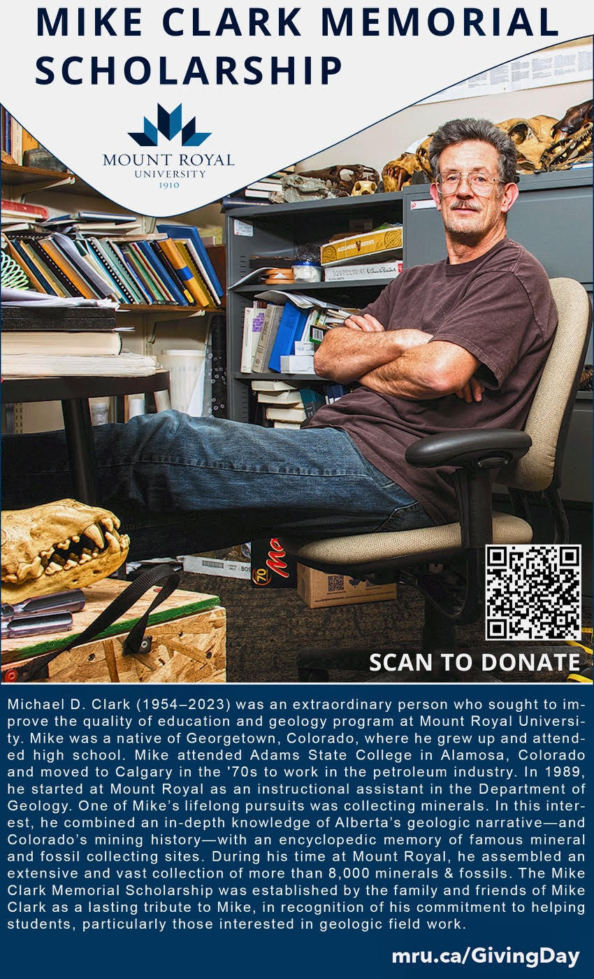 A poster with a picture of Mike Clarke, detailing the ways to contribute towards the scholarship