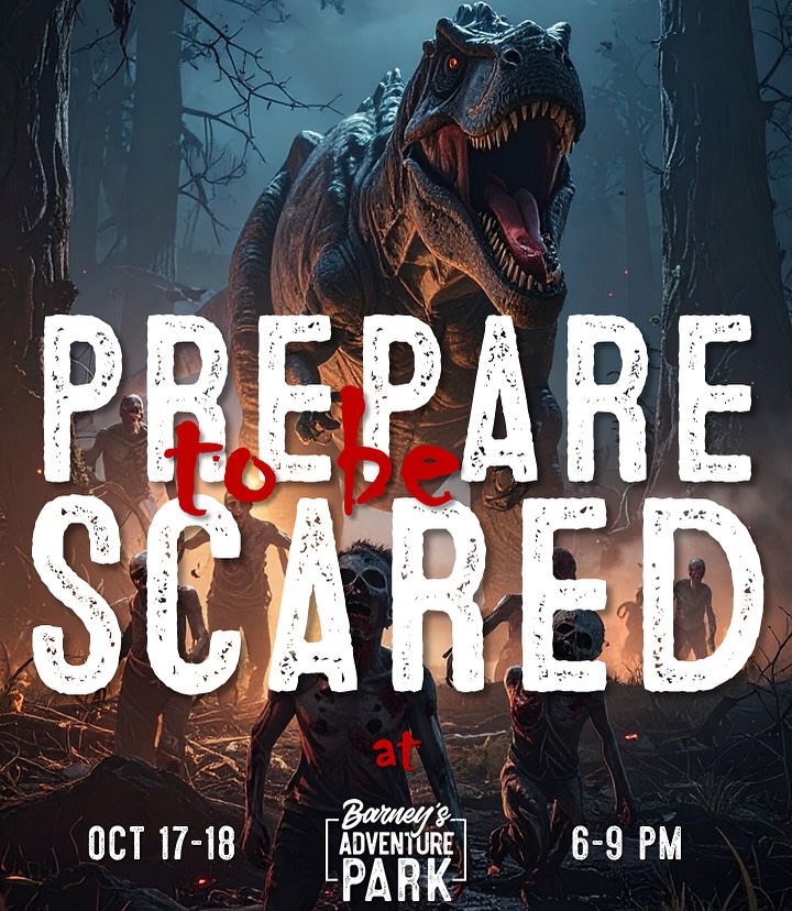 Spooky Halloween-themed dinosaur event at Barney's Adventure Park