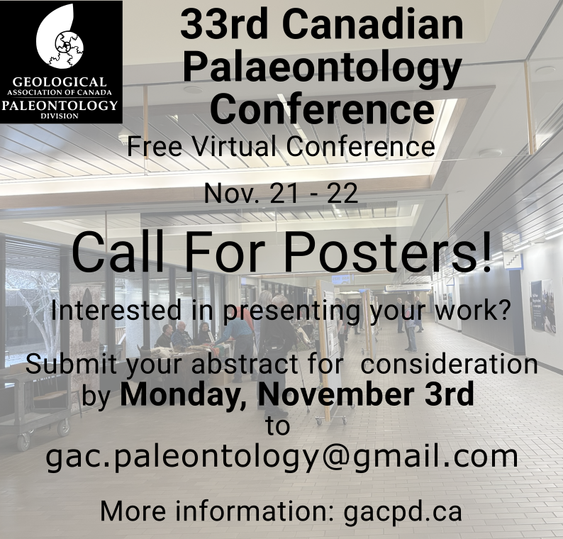 Call for Posters - 33rd Canadian Paleontology Conference